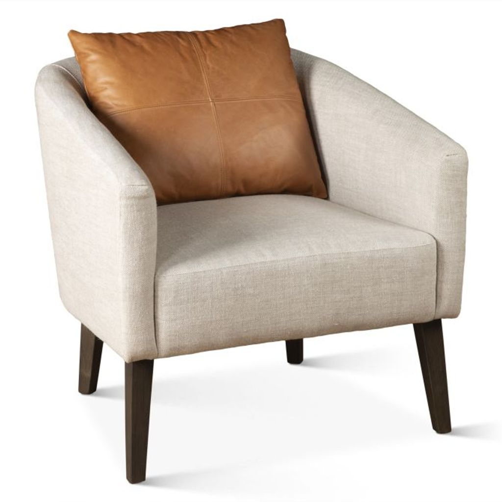 Armchair In Beige Linen with Gold Detail