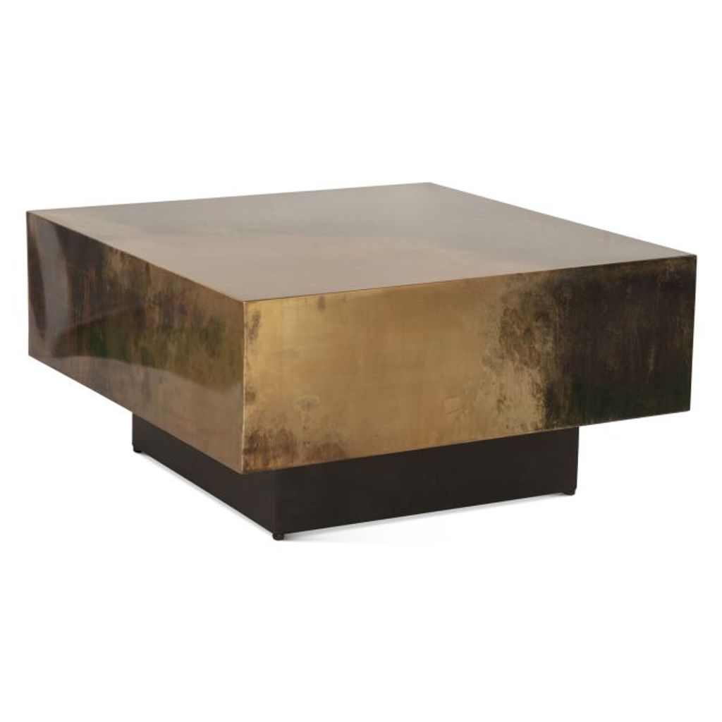 Preview image for Oxidized Copper Square Block Pedestal Coffee Table 35 inch