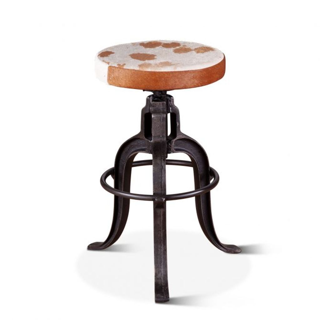 Sterling Industrial Adjusting Barstool In Natural Cowhide