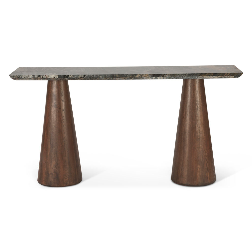 Vista 60" Console Table With Lava Marble And Dark Oak Base