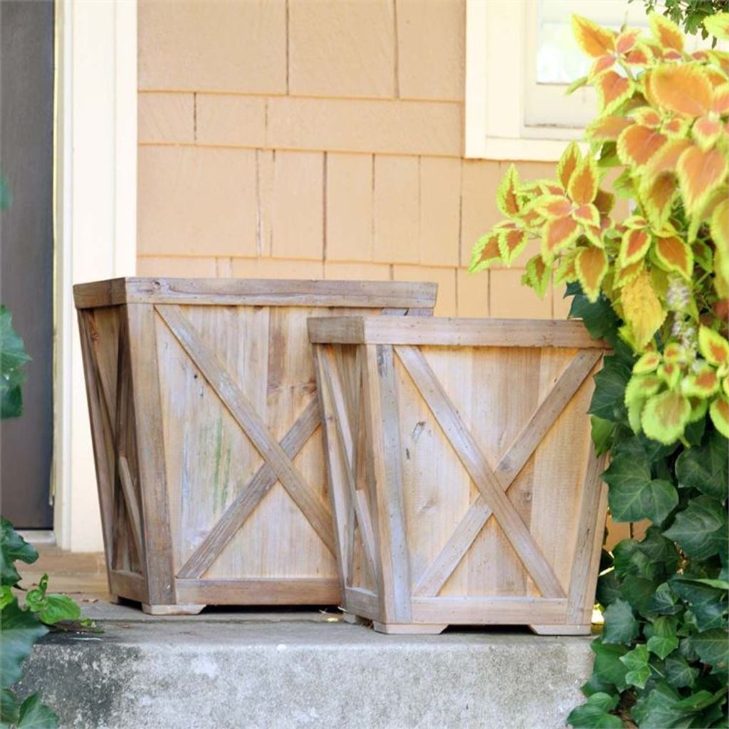 Preview image for Reclaimed Wood Town & Country Planters, Set Of 2