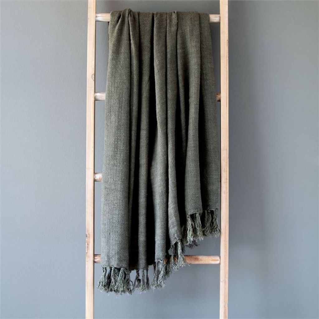 Preview image for Washed Linen Throw, Olive Green