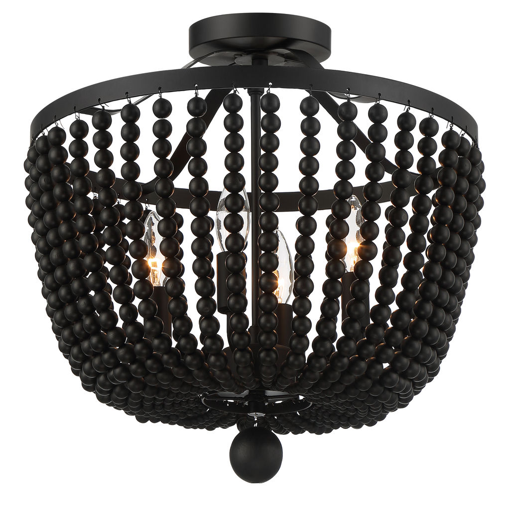 Preview image for Rylee 4 Light Matte Black Semi-Flush