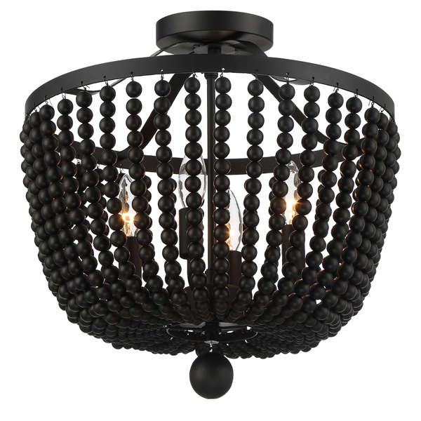 Rylee 4 Light Matte Black Semi-Flush
