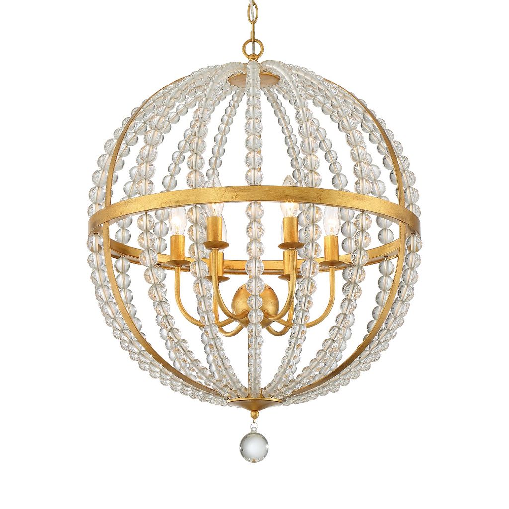 Roxy 6 Light Antique Gold Chandelier