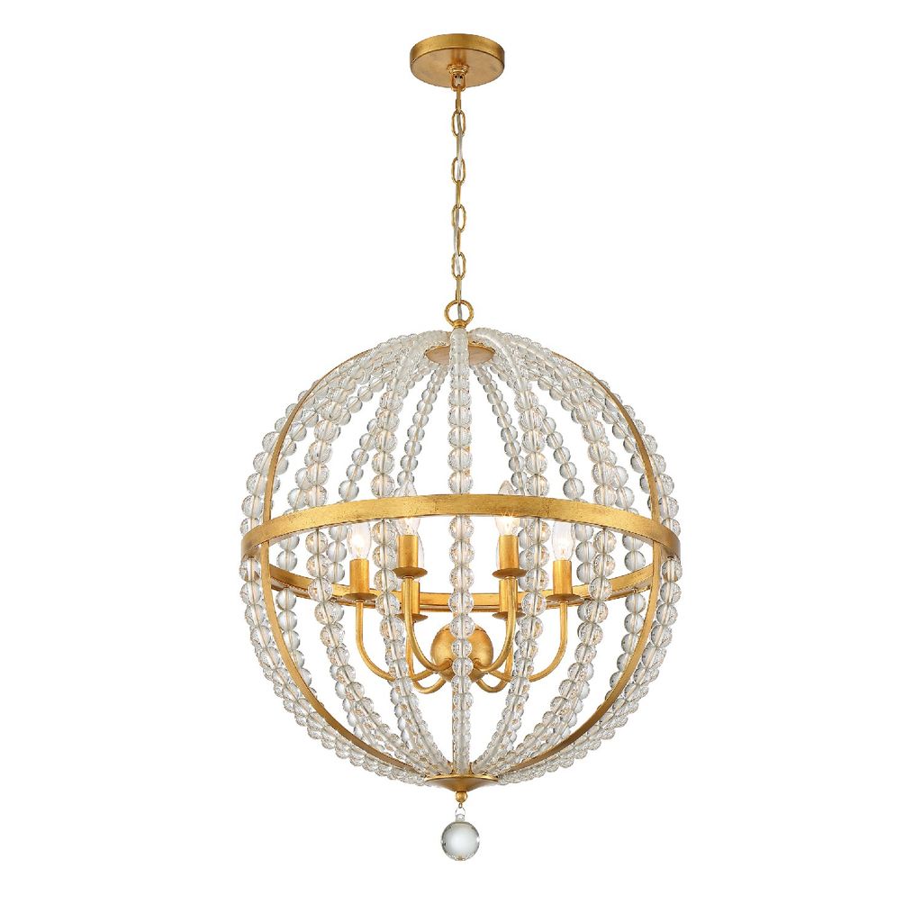 Roxy 6 Light Antique Gold Chandelier