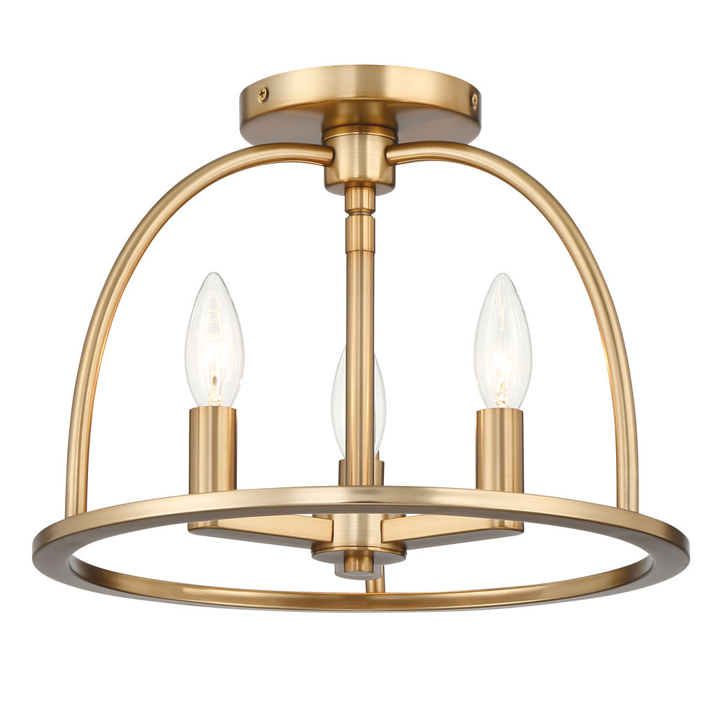 Abbott 3 Light Vibrant Gold Semi-Flush