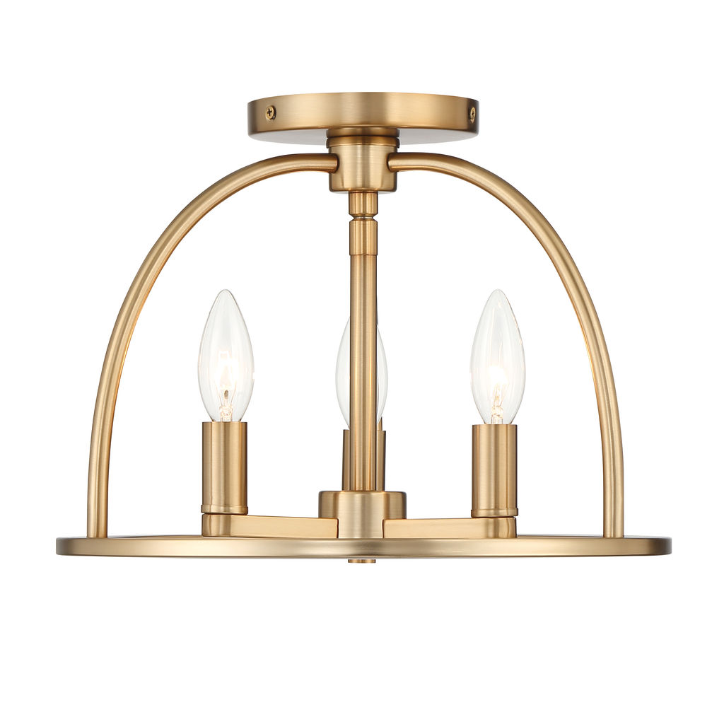 Abbott 3 Light Vibrant Gold Semi-Flush
