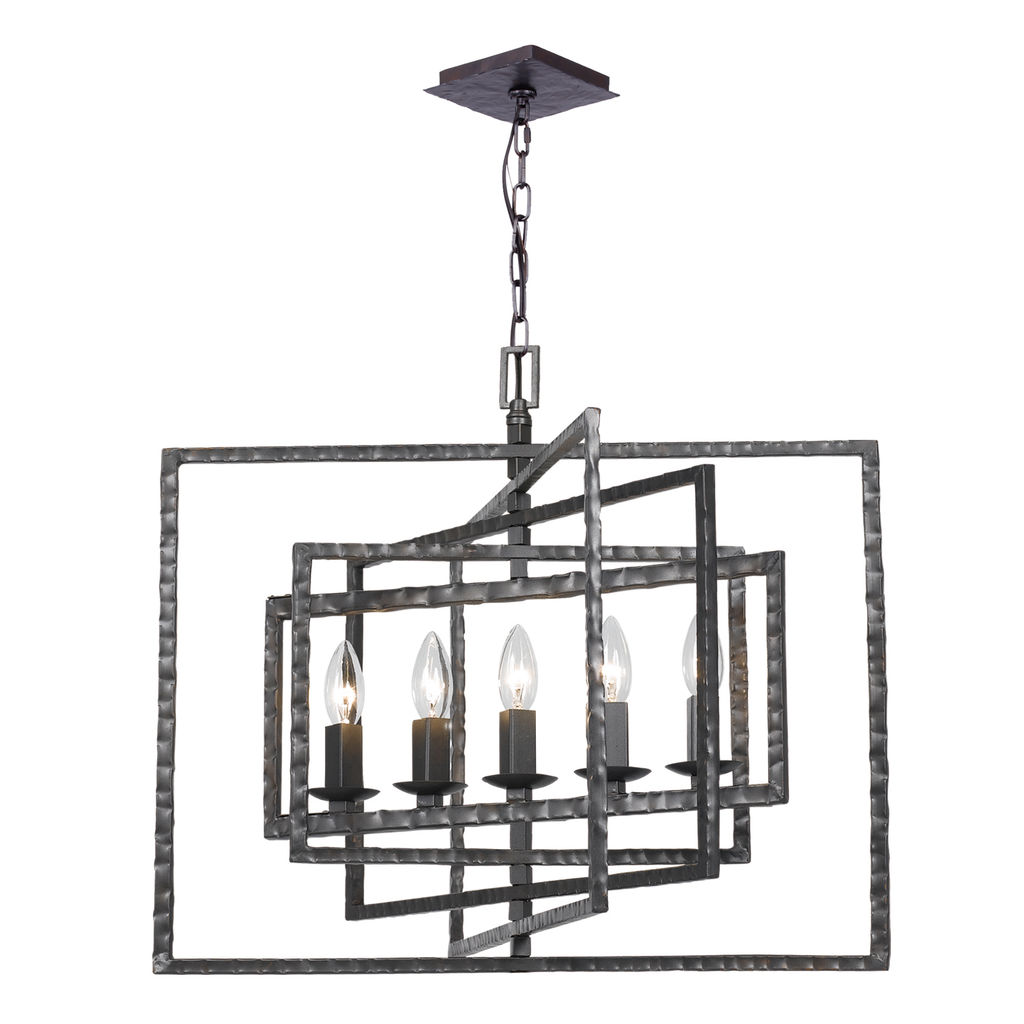 Capri 5 Light Raw Steel Chandelier