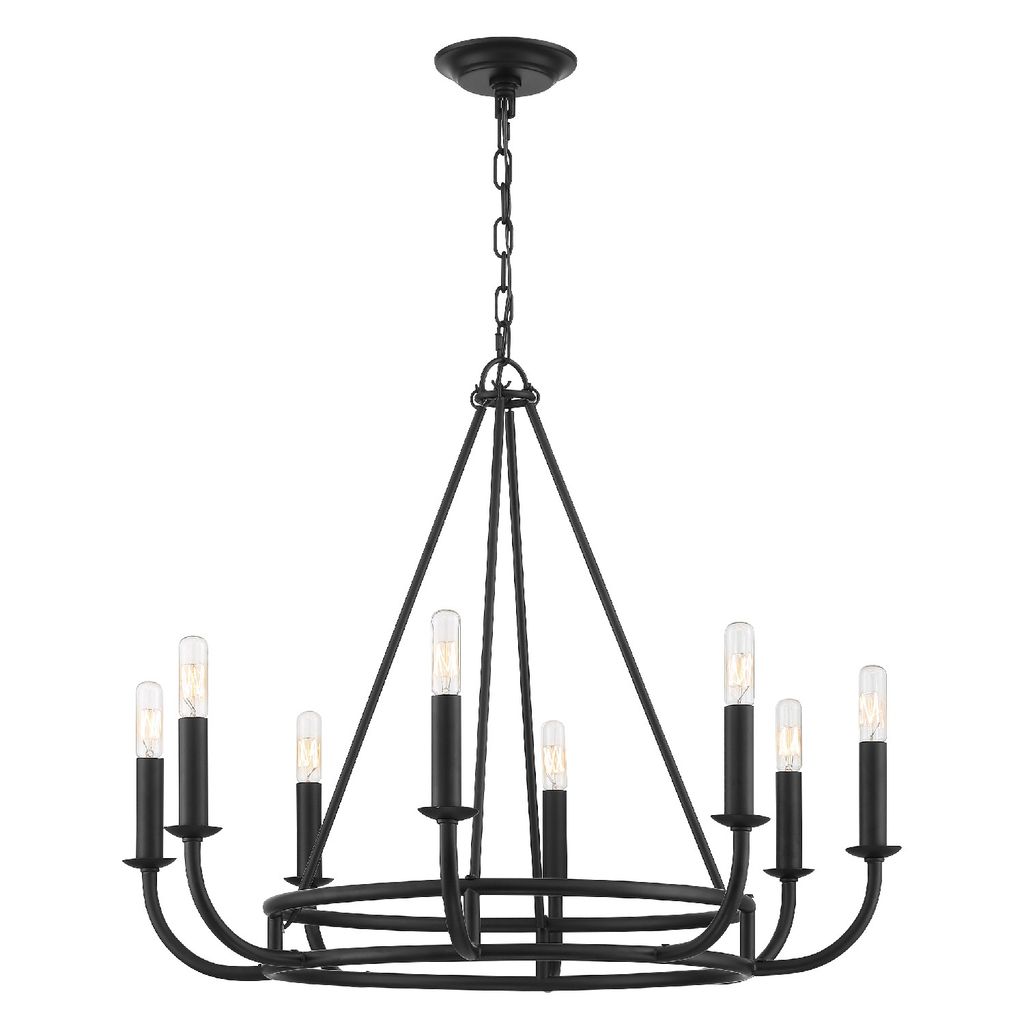 8 Light Matte Black Chandelier