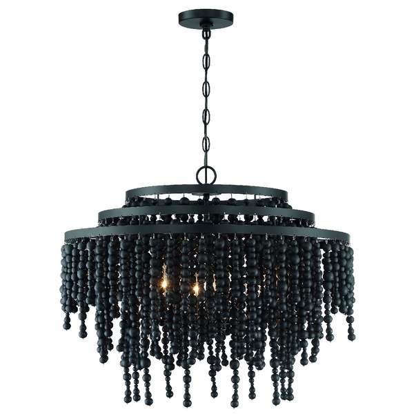 Poppy 6 Light Matte Black Chandelier