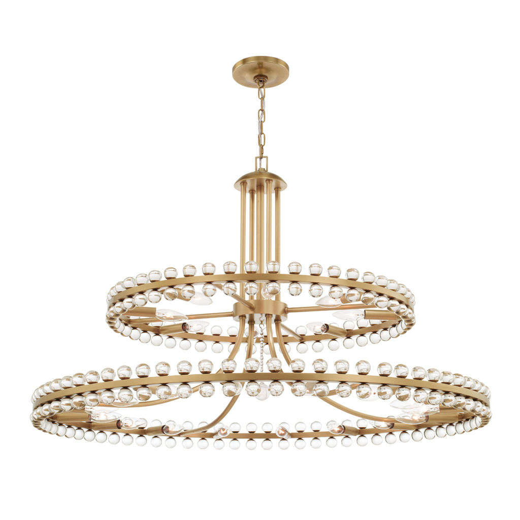 Preview image for Clover 24 Light Aged Brass Two-Tier Chandelier