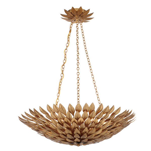 Look 2 Dining Chandelier, 6 Light Antique Gold Leaf Chandelier