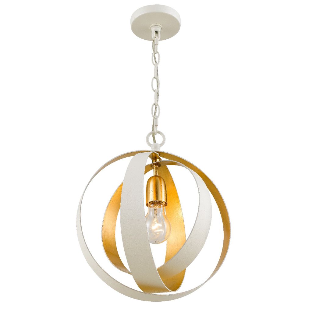 Luna 1 Light Matte White & Antique Gold Sphere Mini Chandelier