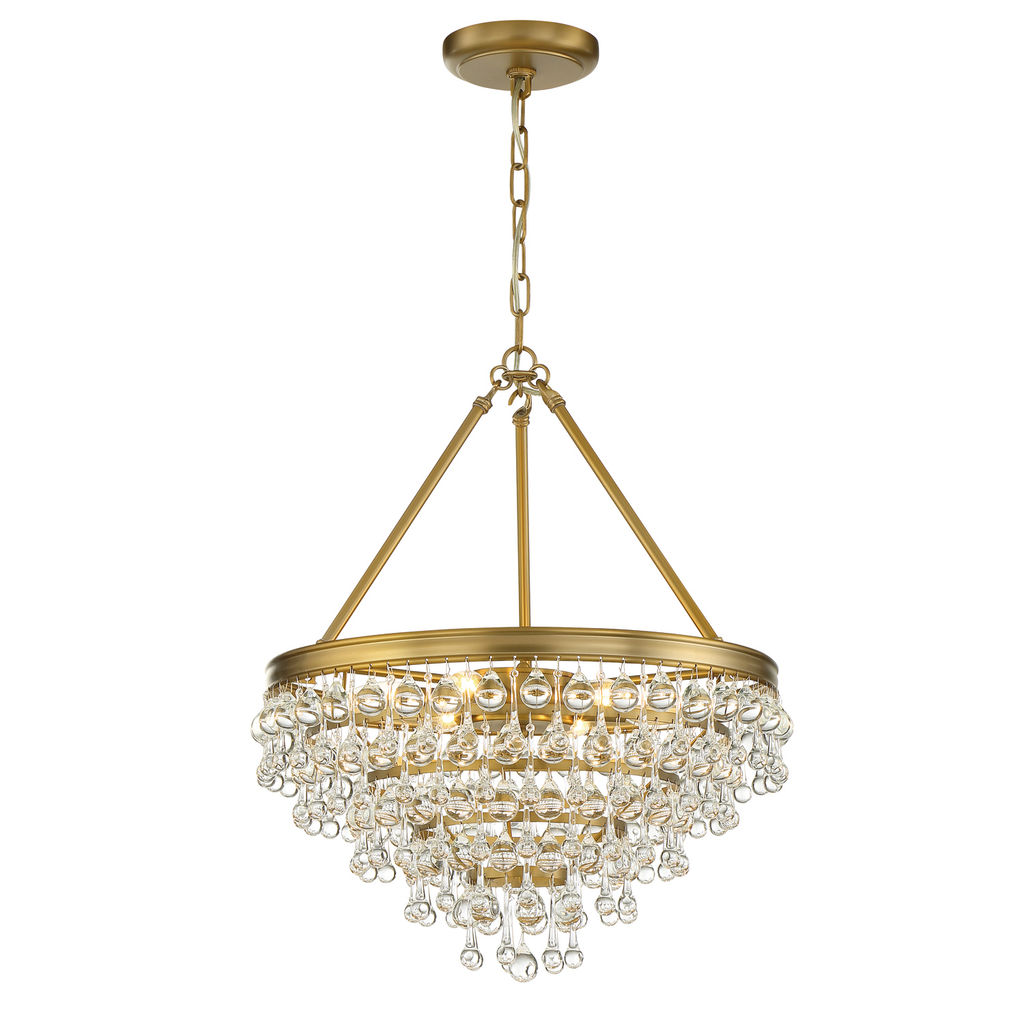 Aniston 6 Light Crystal Teardrop Vibrant Gold Chandelier, Steel