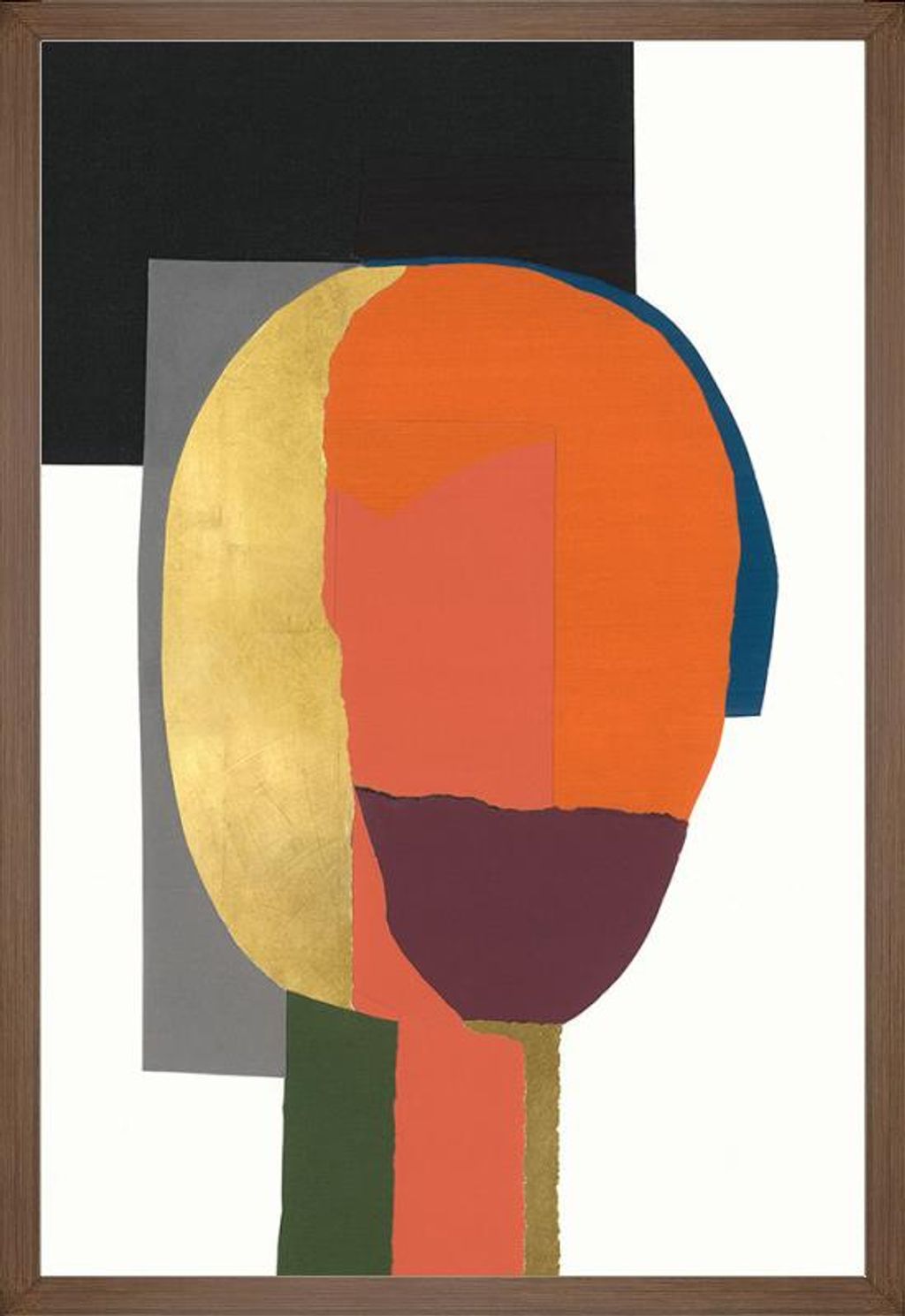Silhouette Iv In Danish Walnut Frame, 30 X 45