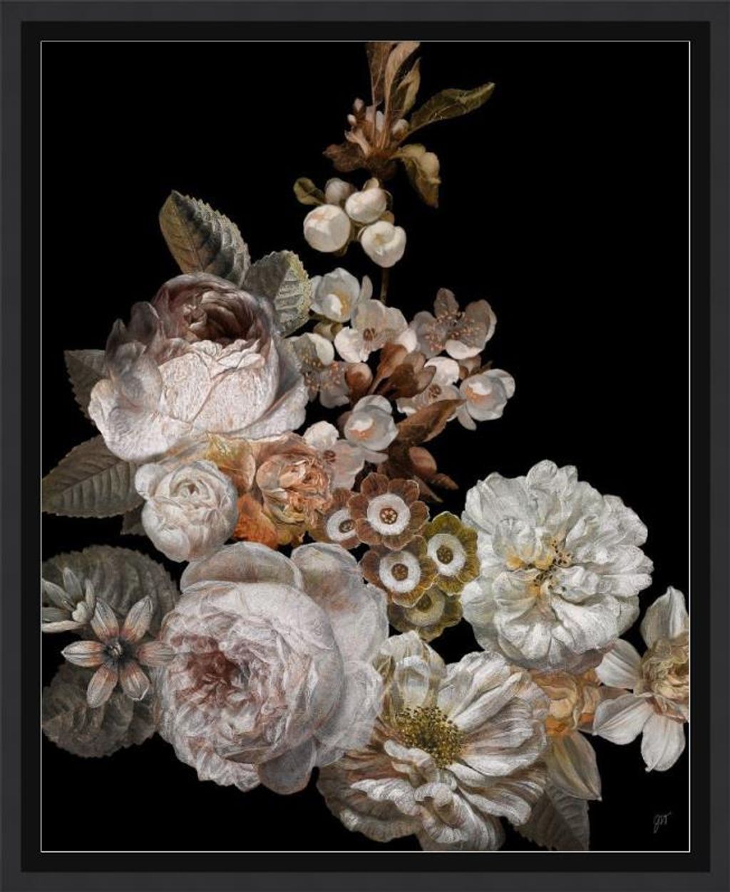 Boudouir Blooms I In Black Gallery Float Frame, 24" X 30"