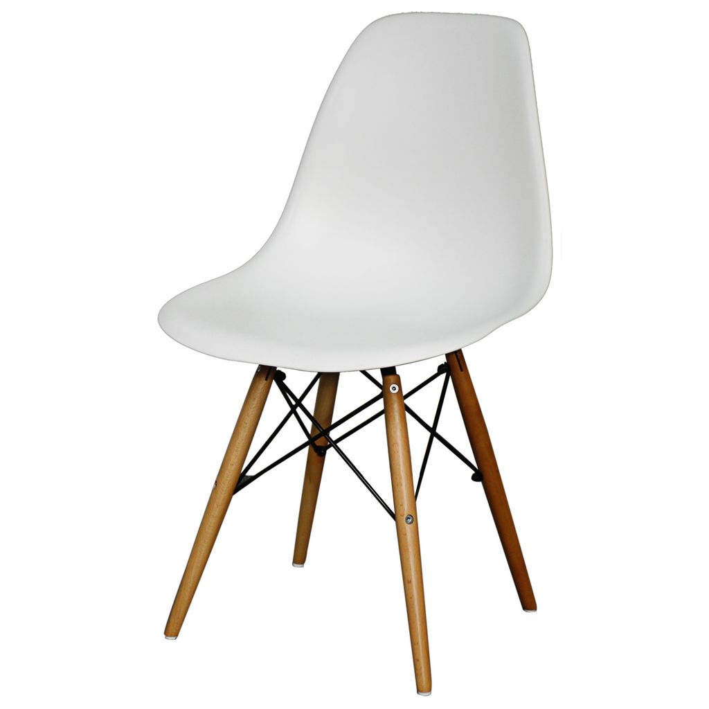 Preview image for Allen Molded Pp Dining Side Chair Maple Dowel Legs, White (Set Of 4)