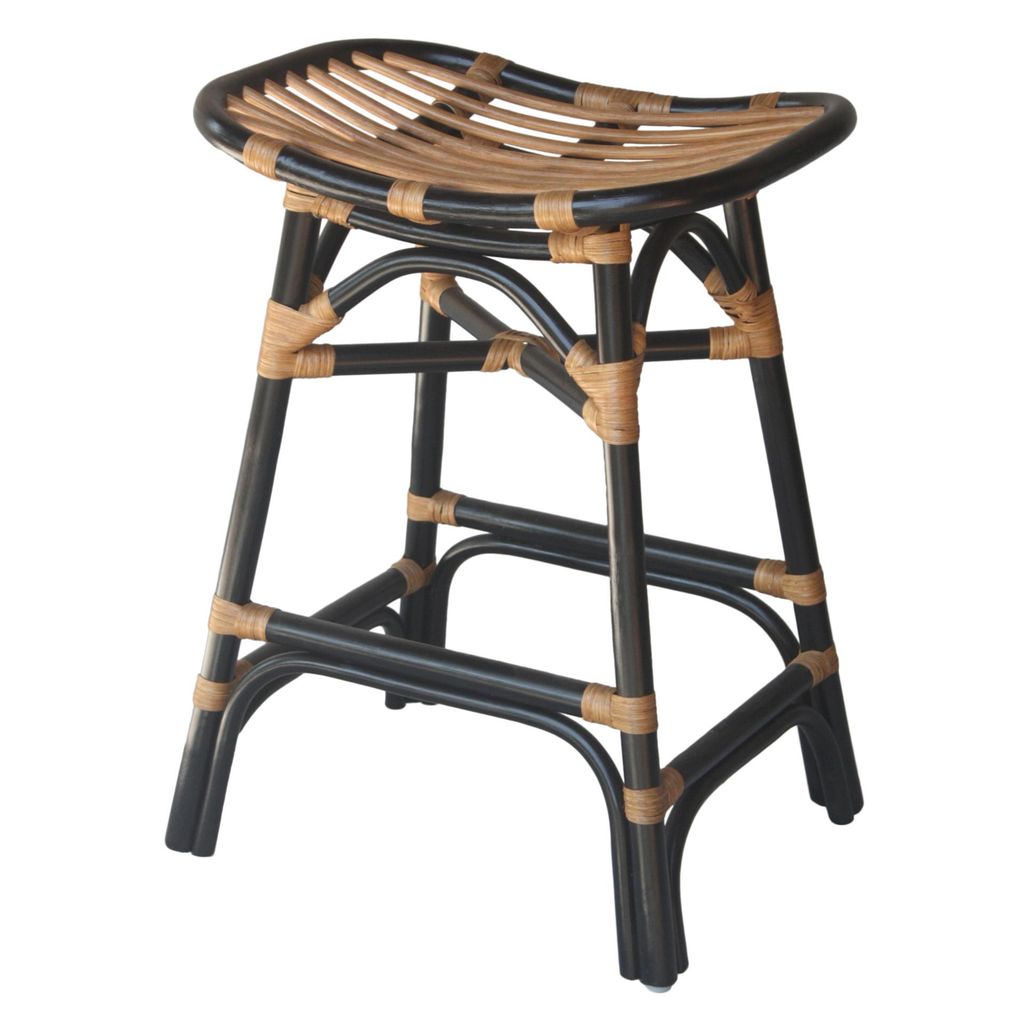 Damara Rattan Counter Stool, Black