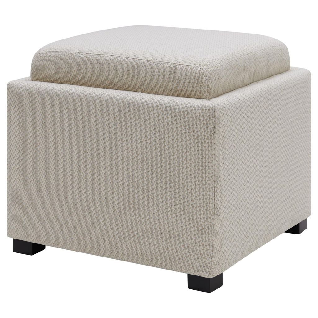 Cameron Square Fabric Storage Ottoman W/ Tray, Cardiff Cream