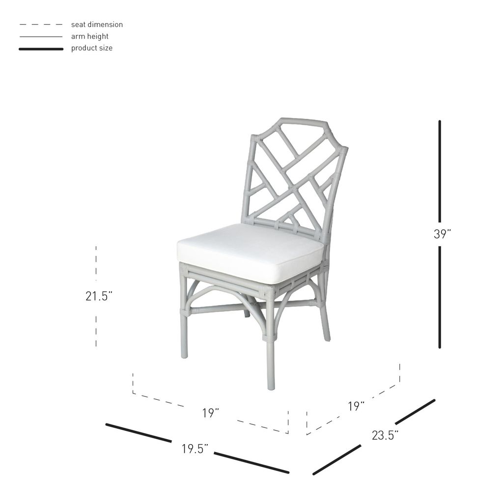 Kara Rattan Dining Side Chair, Gray