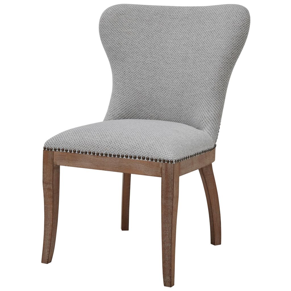 Preview image for Fabric Dining Side Chair Drift Wood Legs, Gray (Set Of 2)