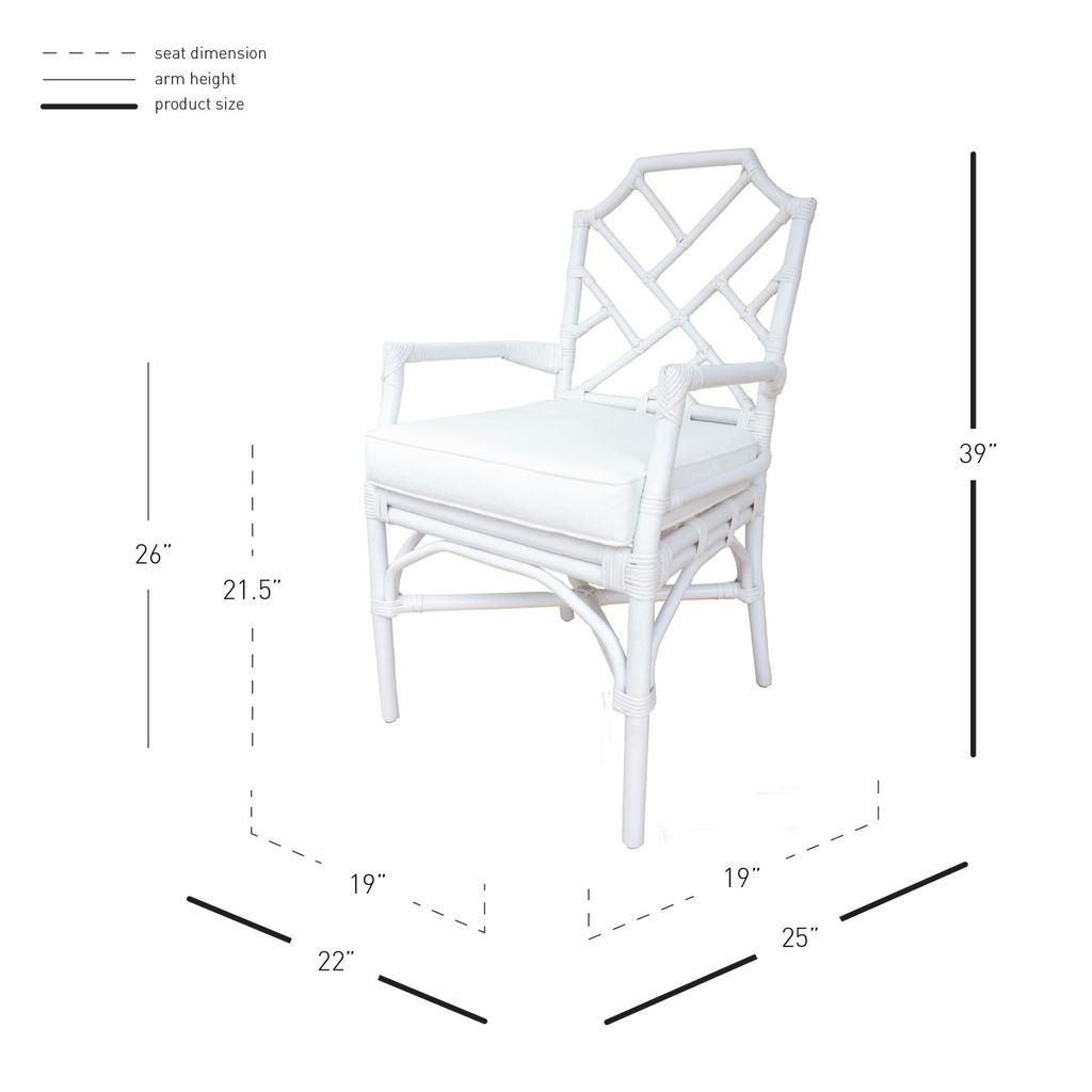 Kara Rattan Dining Side Arm Chair, White