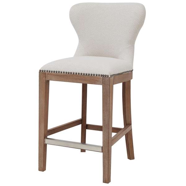 Dorsey Fabric Counter Stool Drift Wood Legs, Cardiff Cream