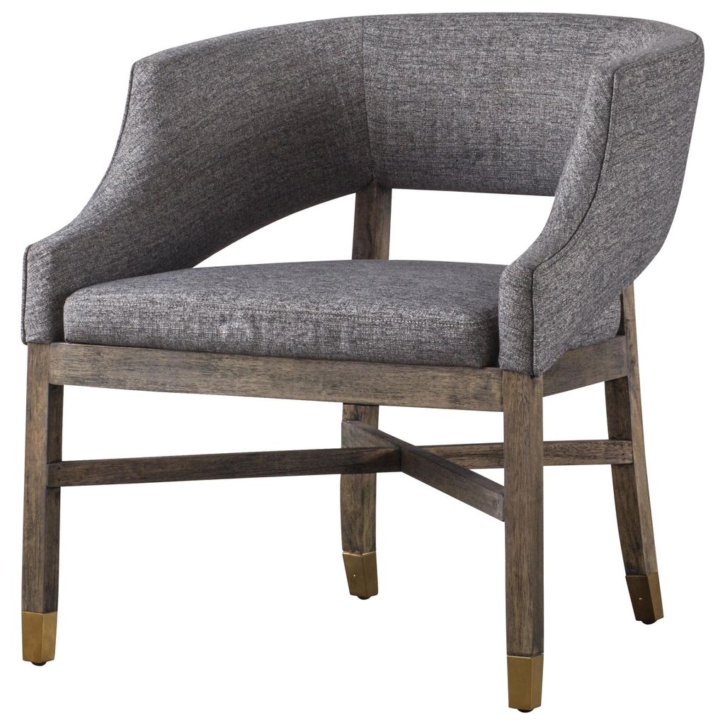 Preview image for Sebastian Fabric Dining Side Chair Cement Gray W/ Gold Metal Tip Legs, Century Gray