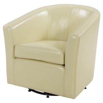 Swivel Bonded Leather Accent Arm Chair Beige