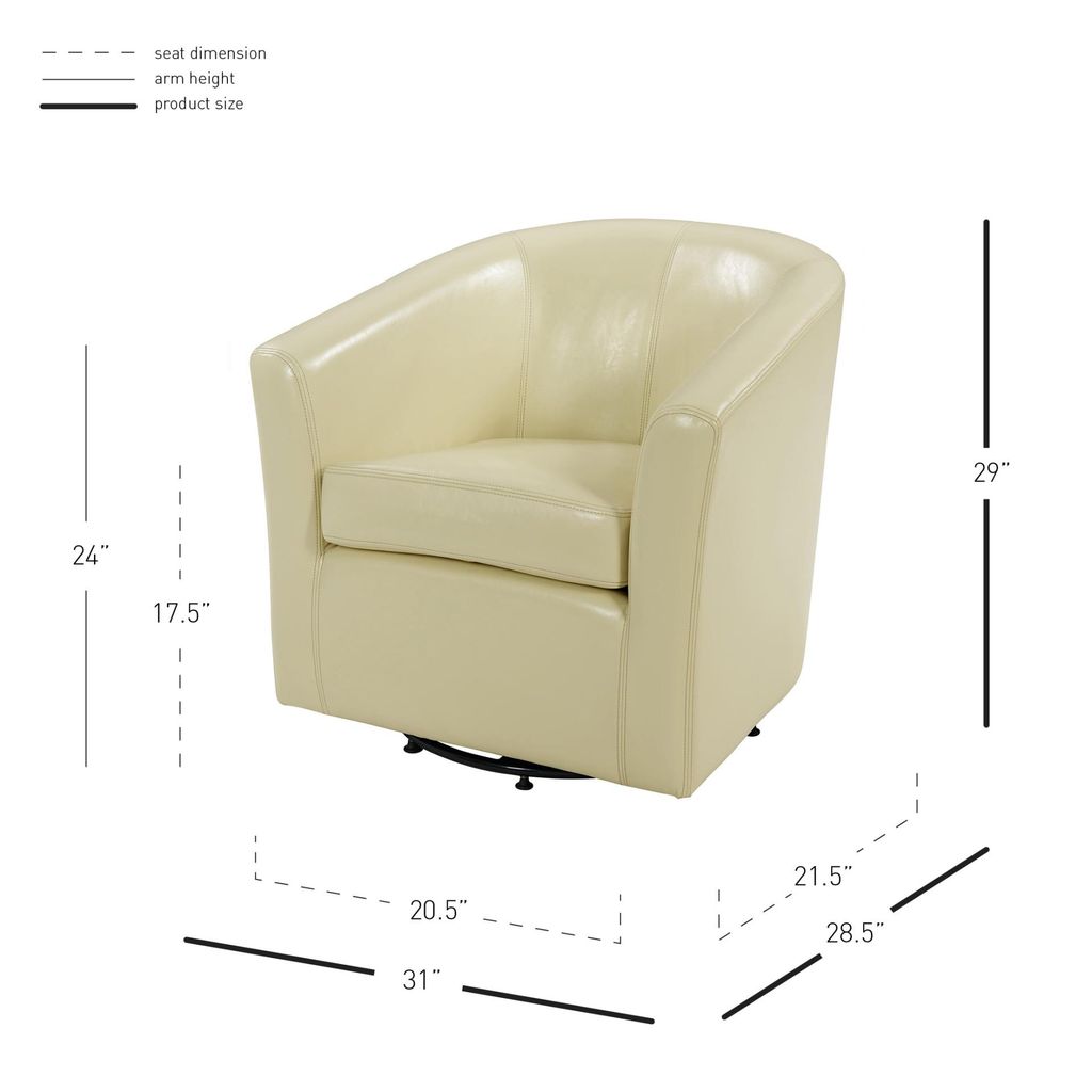 Swivel Bonded Leather Accent Arm Chair Beige
