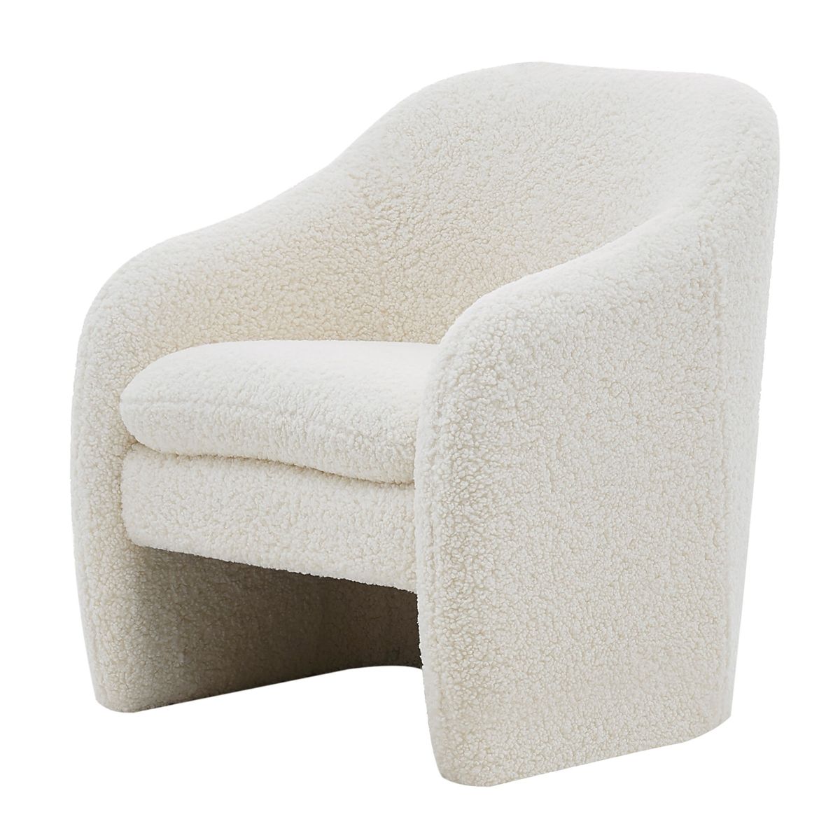 Queens Faux Shearling Fabric Accent Arm Chair, Shearling Beige *New*