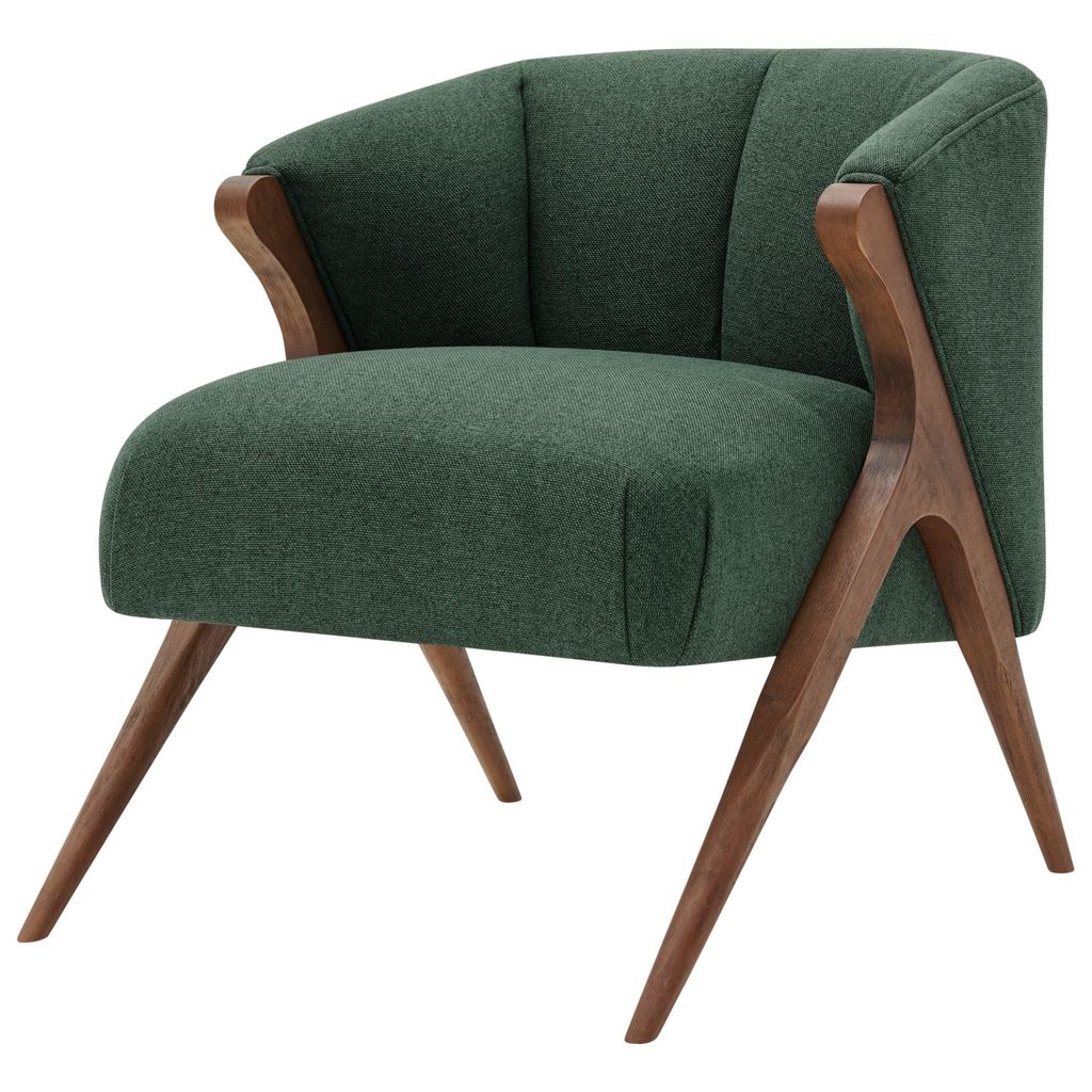 Preview image for Florence Fabric Accent Chair Brown Legs, Havana Green