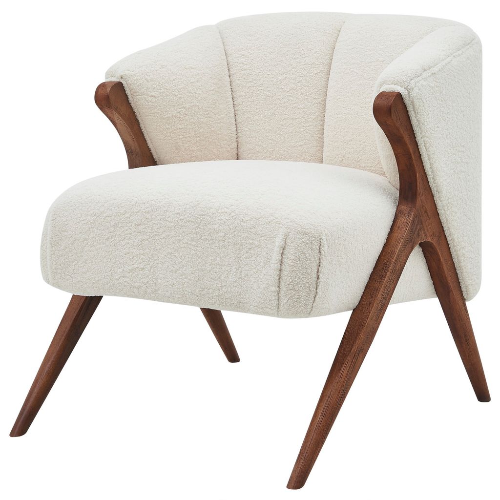 Preview image for Florence Faux Shearling Fabric Accent Chair Brown Legs, Shearling Beige