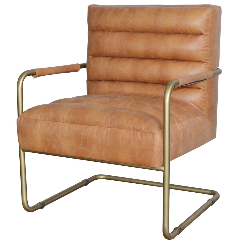 Preview image for Peyton Pu Accent Arm Chair Gold Frame, Vintage Cider
