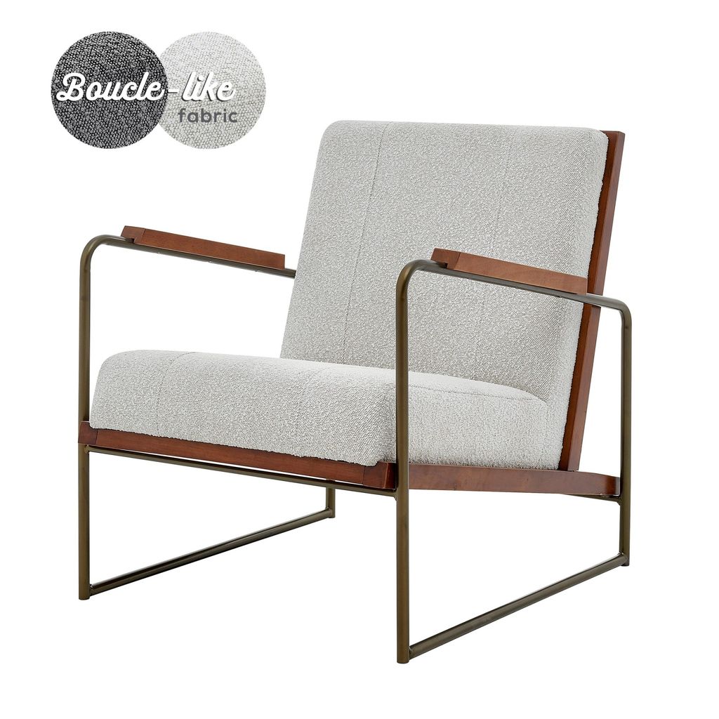 Damian Fabric Accent Arm Chair, Boucle Beige *New*
