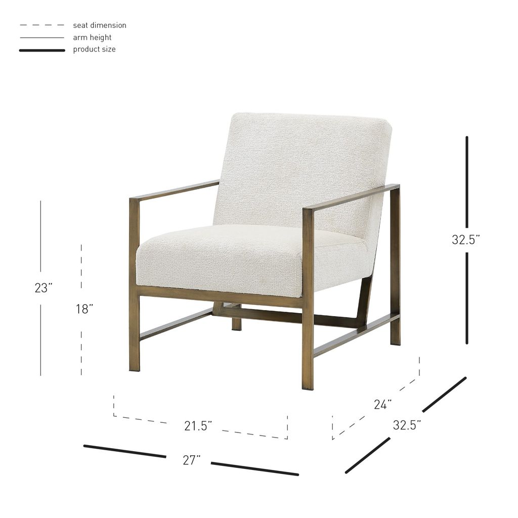 Francis Fabric Accent Arm Chair, Opus Cream *New*