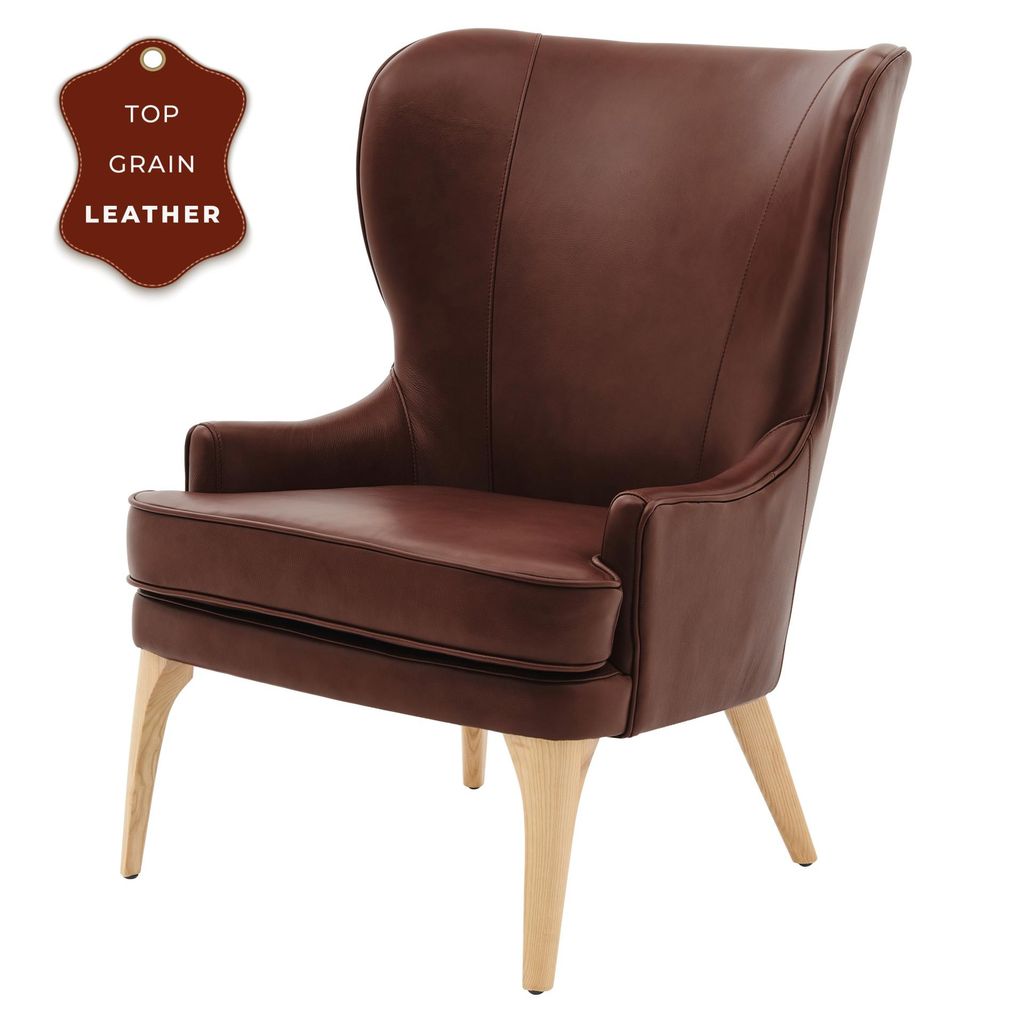 Preview image for Bjorn Kd Top Grain Leather Accent Chair, Garrett Brown