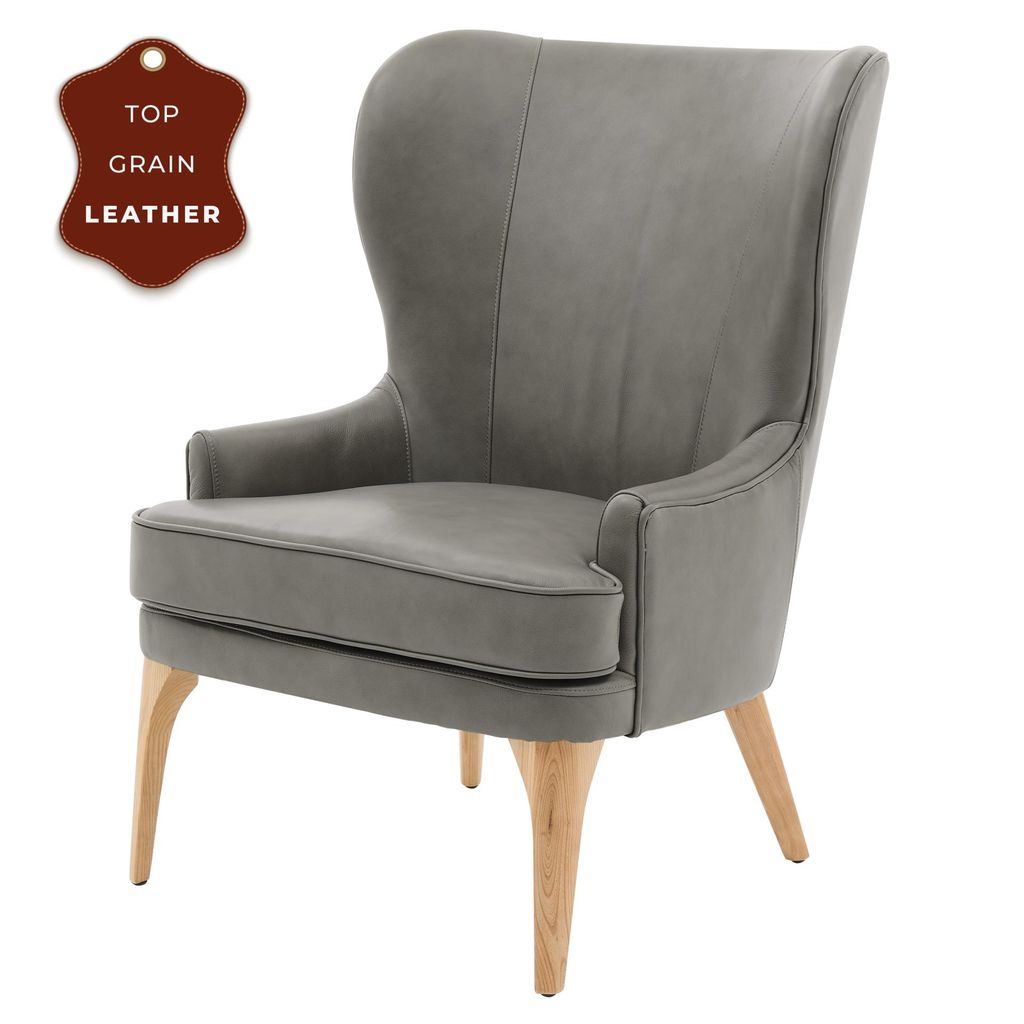 Preview image for Bjorn Kd Top Grain Leather Accent Chair, Garrett Gray