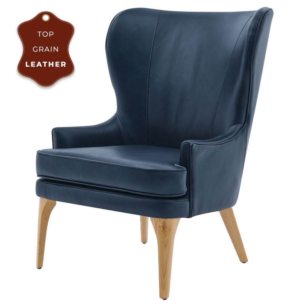 Preview image for Bjorn Kd Top Grain Leather Accent Chair, Garrett Blue
