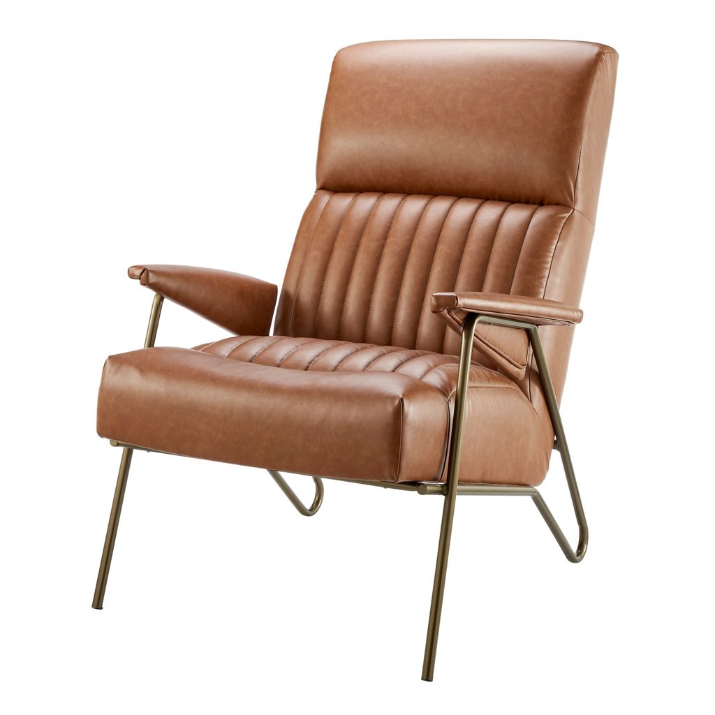 Preview image for Caspian Bonded Leather Accent Arm Chair Gold Legs, Vintage Cider