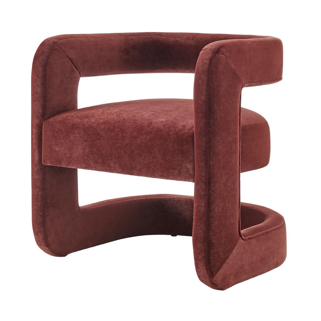 Althea Velvet Accent Arm Chair, Dainty Maroon