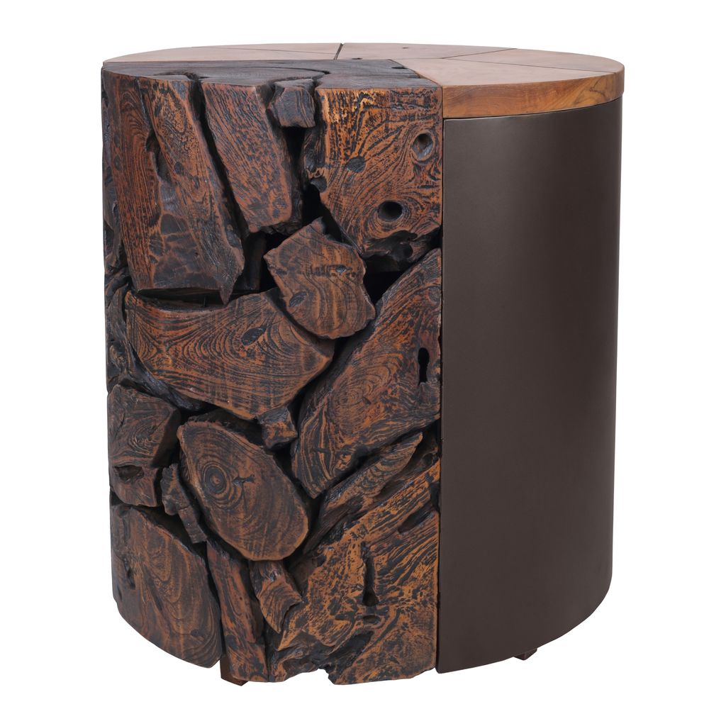 Preview image for Brizo Reclaimed Teak Side/End Table, Natural/Nightfall Black