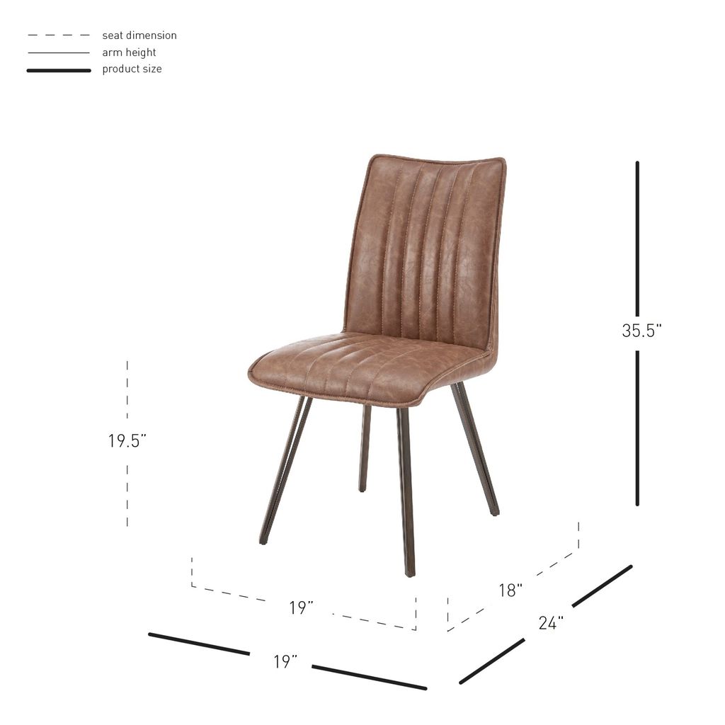 Reino Kd Pu Dining Side Chair, Antique Cigar Brown Set Of 2