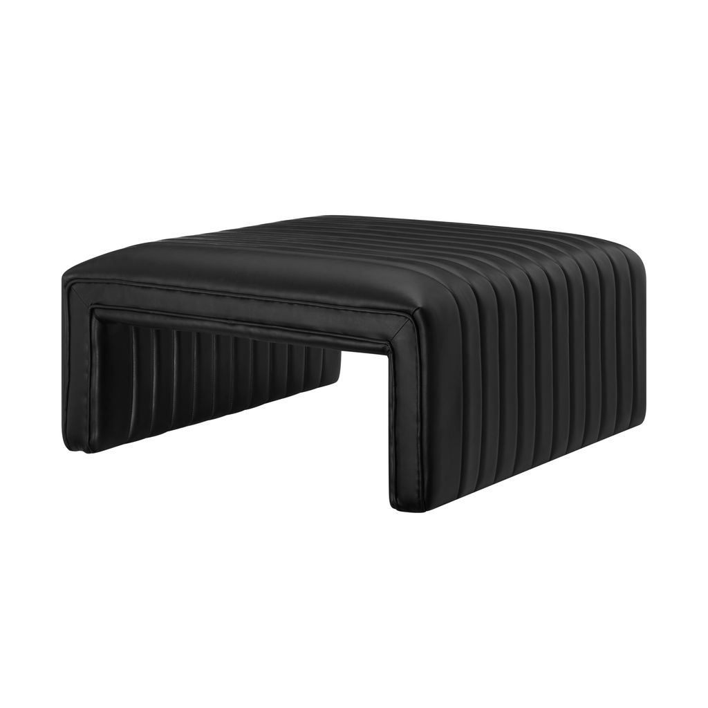 Atkinson Faux Leather Coffee Table/Ottoman, Black