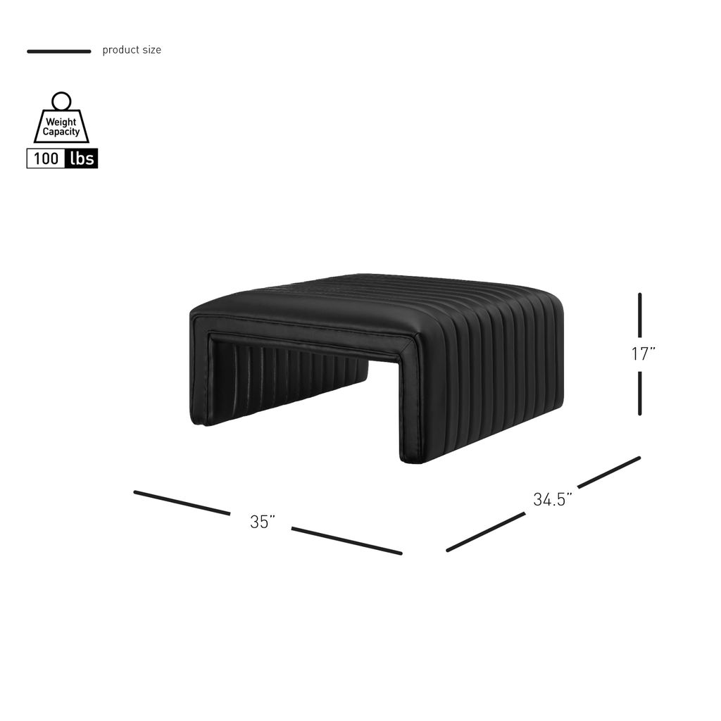 Atkinson Faux Leather Coffee Table/Ottoman, Black