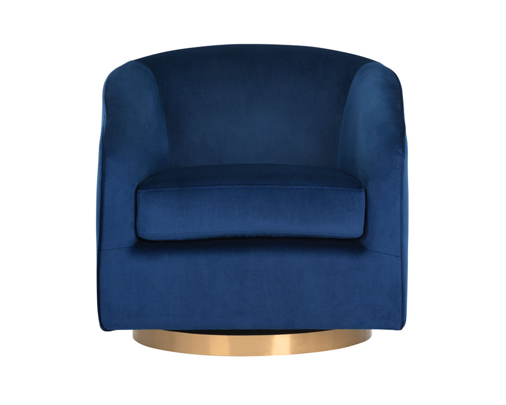 Hazel Swivel Lounge Chair - Gold - Navy Blue Sky