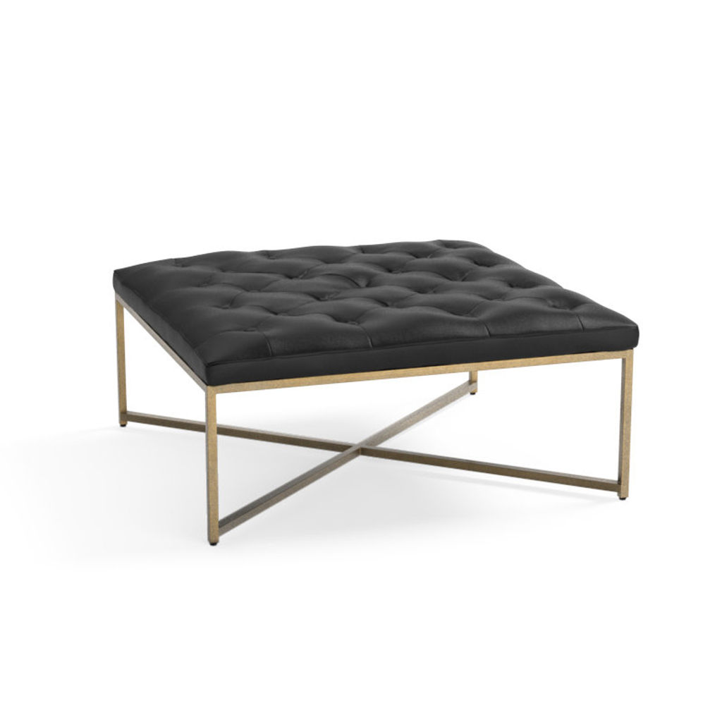Endall Ottoman - Vintage Black Night Leather