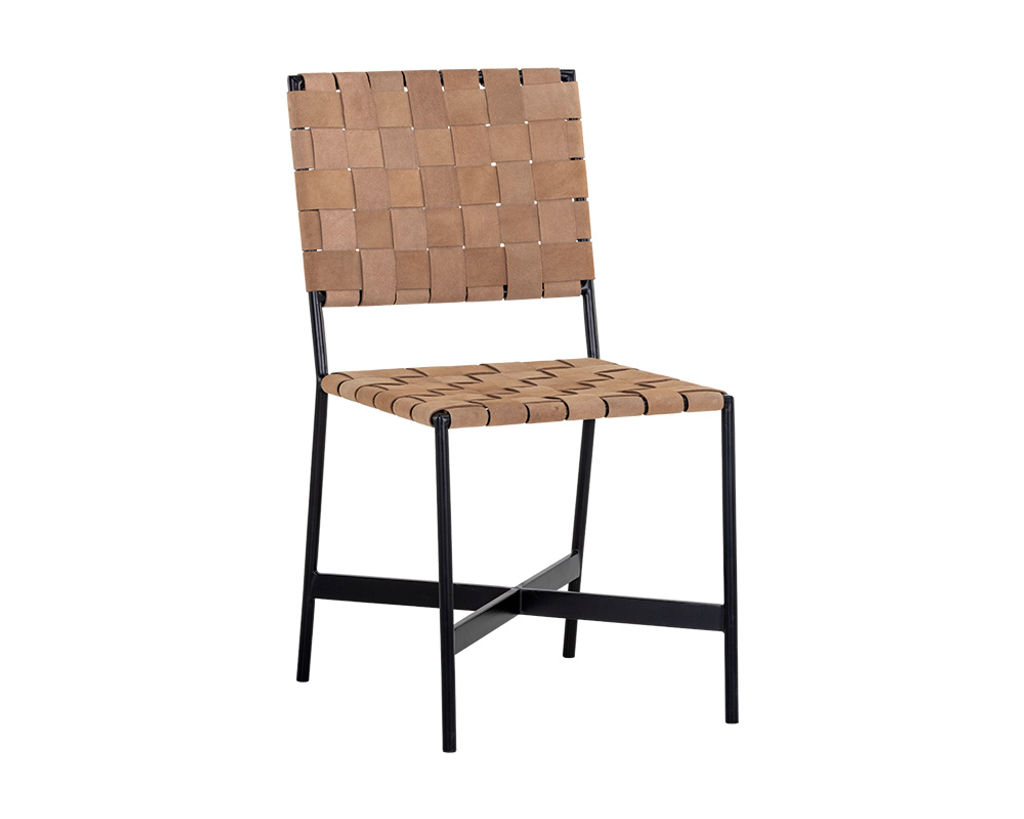 Preview image for Omari Dining Chair - Black - Light Tan Leather