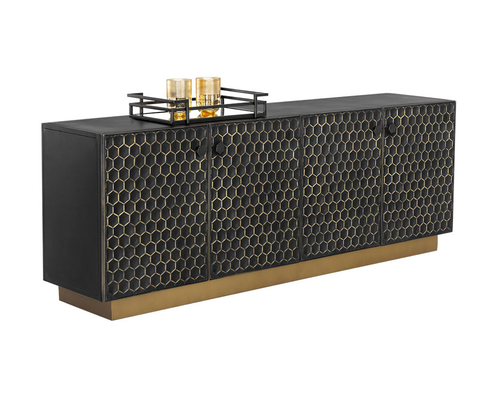 Sideboard, Large, Black, Brass tone
